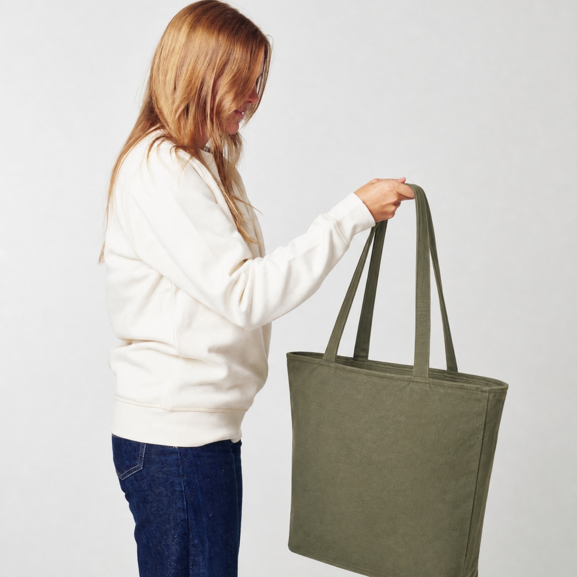 Olive canvas tote